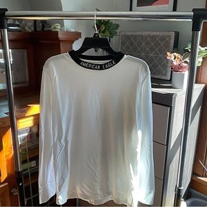 American Eagle- Long Sleeve Tee; White, S